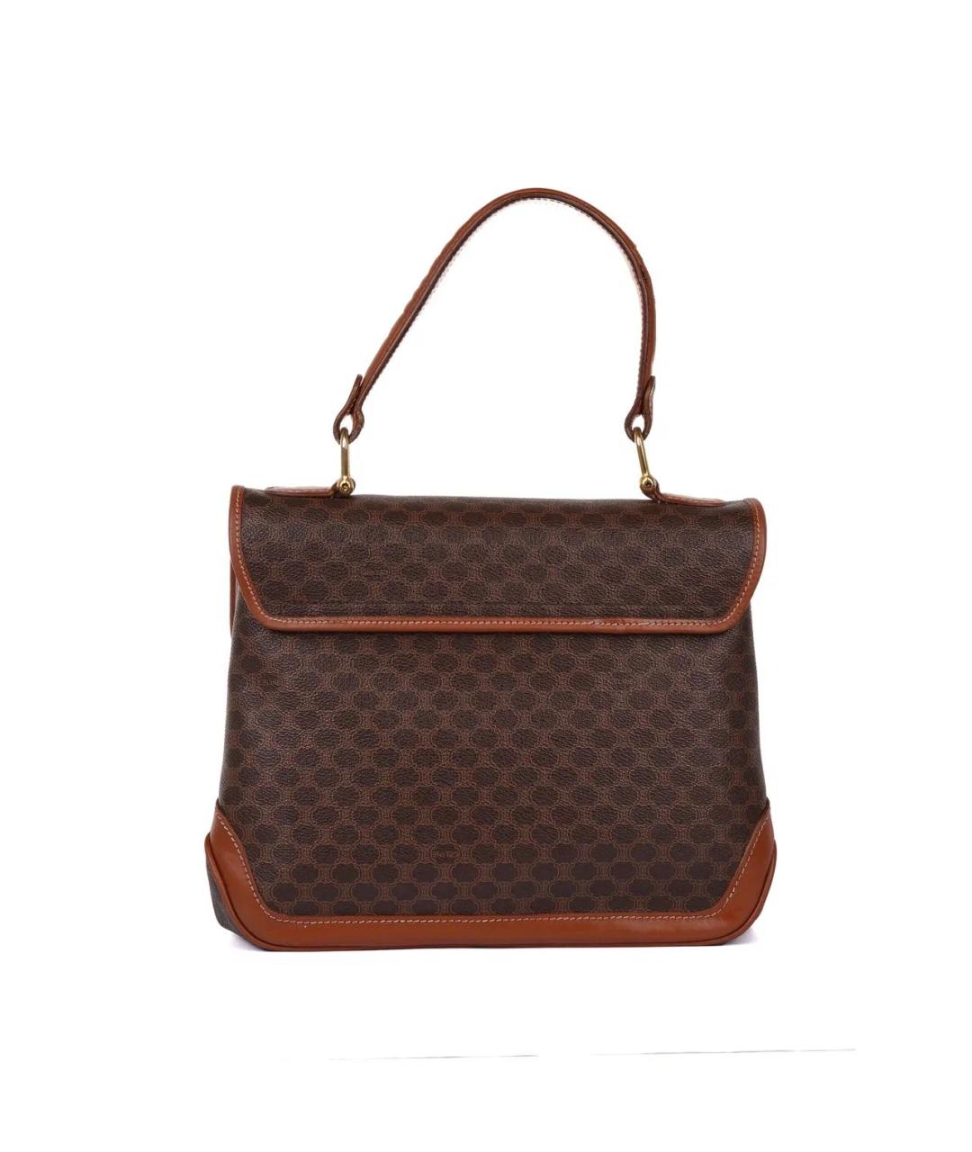CELINE Коричневая кожаная сумка с короткими ручками, фото 2