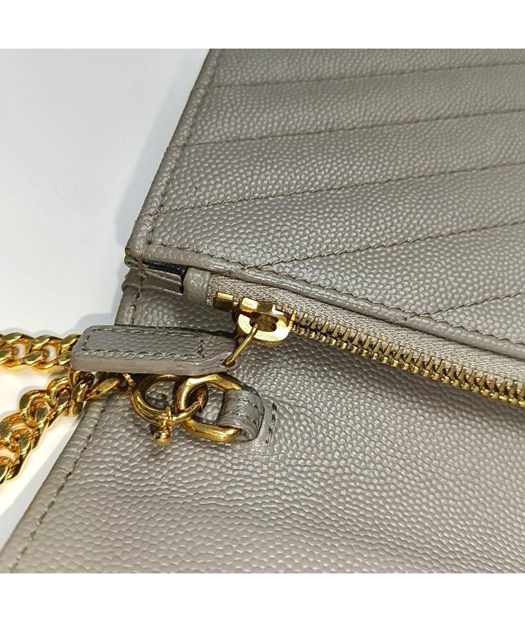 SAINT LAURENT Серая кожаная сумка через плечо, фото 8