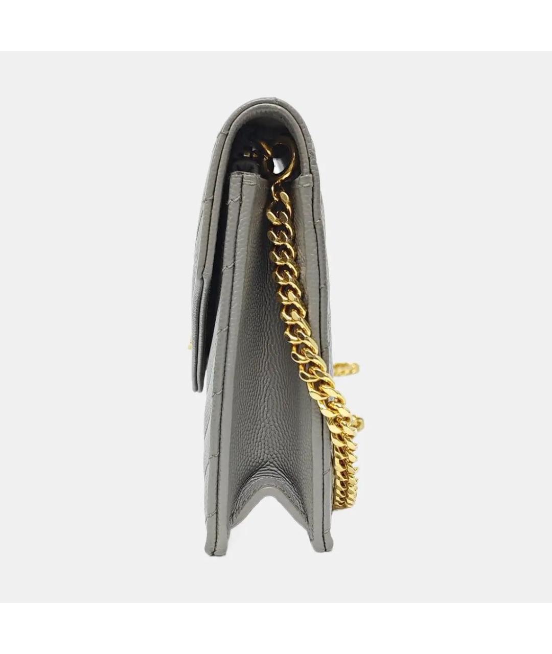 SAINT LAURENT Серая кожаная сумка через плечо, фото 2