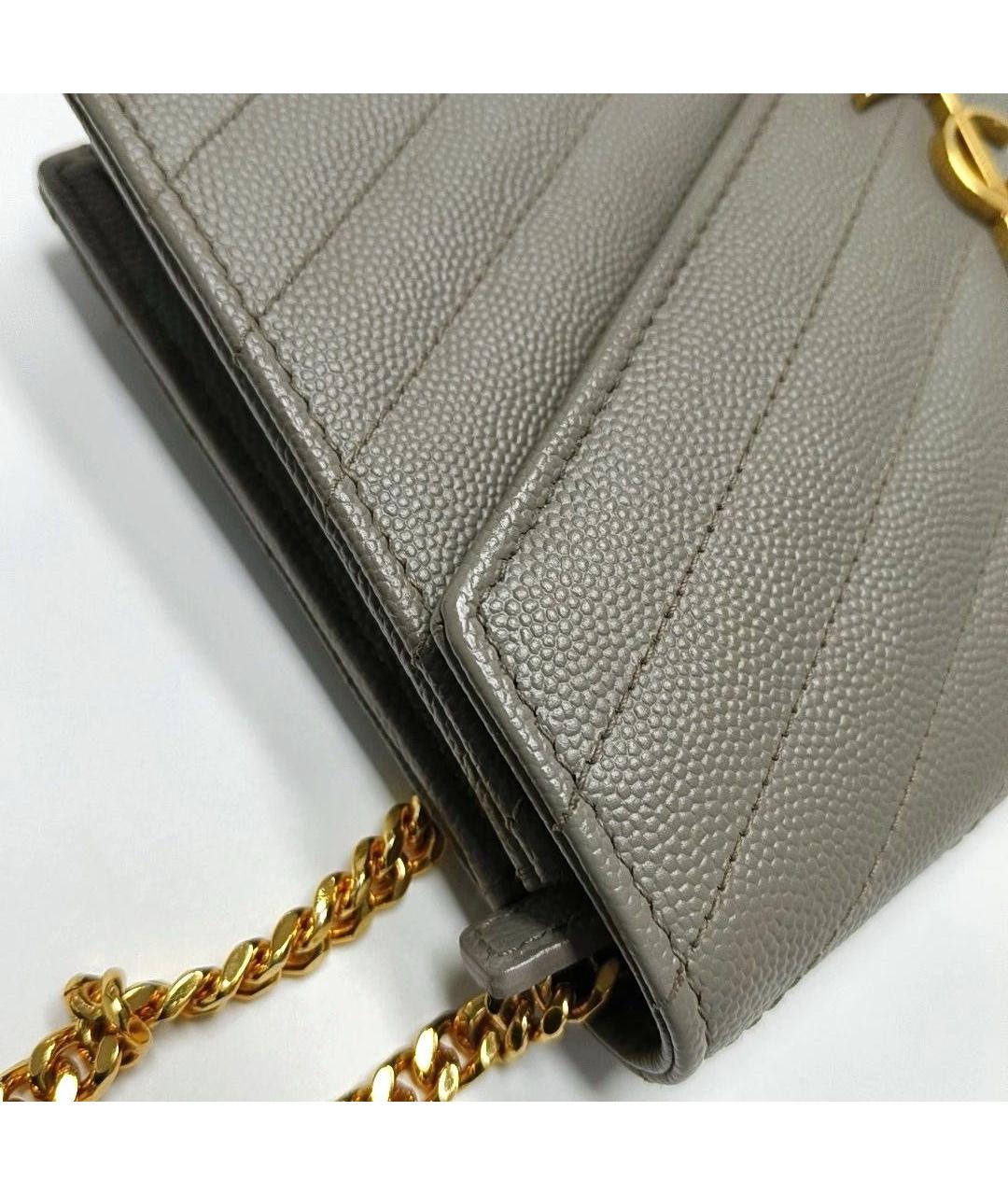 SAINT LAURENT Серая кожаная сумка через плечо, фото 5