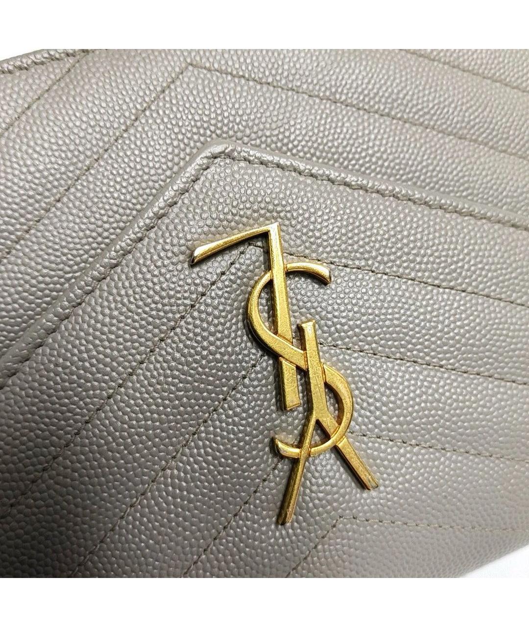 SAINT LAURENT Серая кожаная сумка через плечо, фото 6