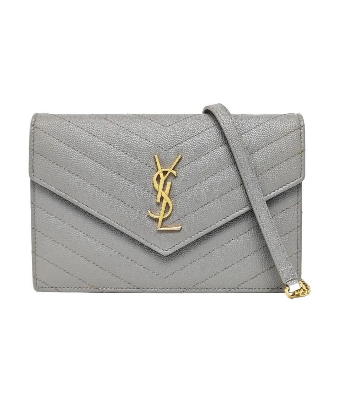 SAINT LAURENT Серая кожаная сумка через плечо, фото 1