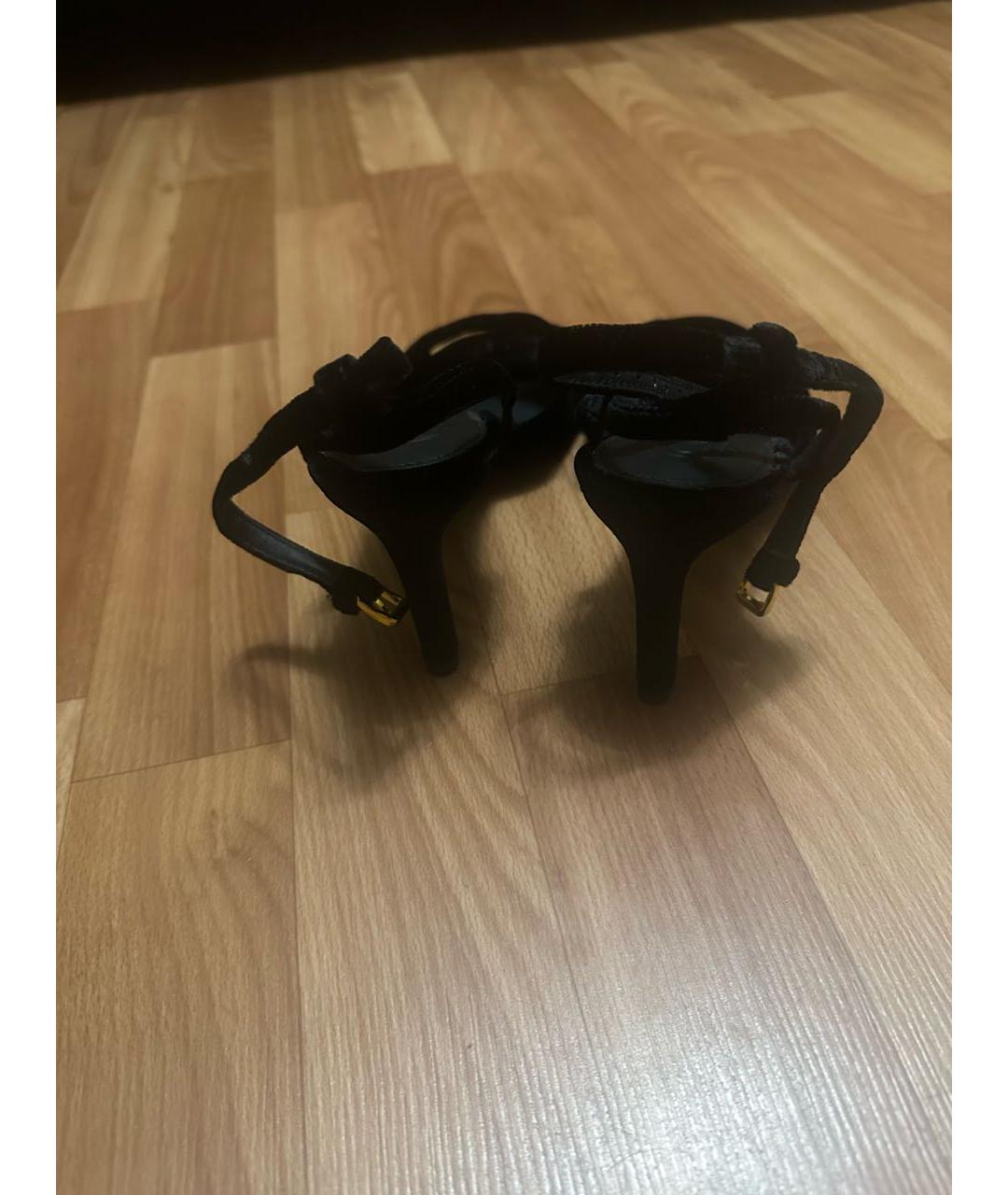 12 STOREEZ Черные бархатные босоножки, фото 4