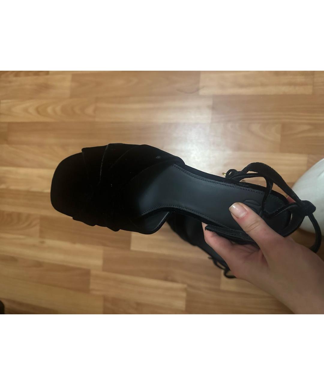 12 STOREEZ Черные бархатные босоножки, фото 5