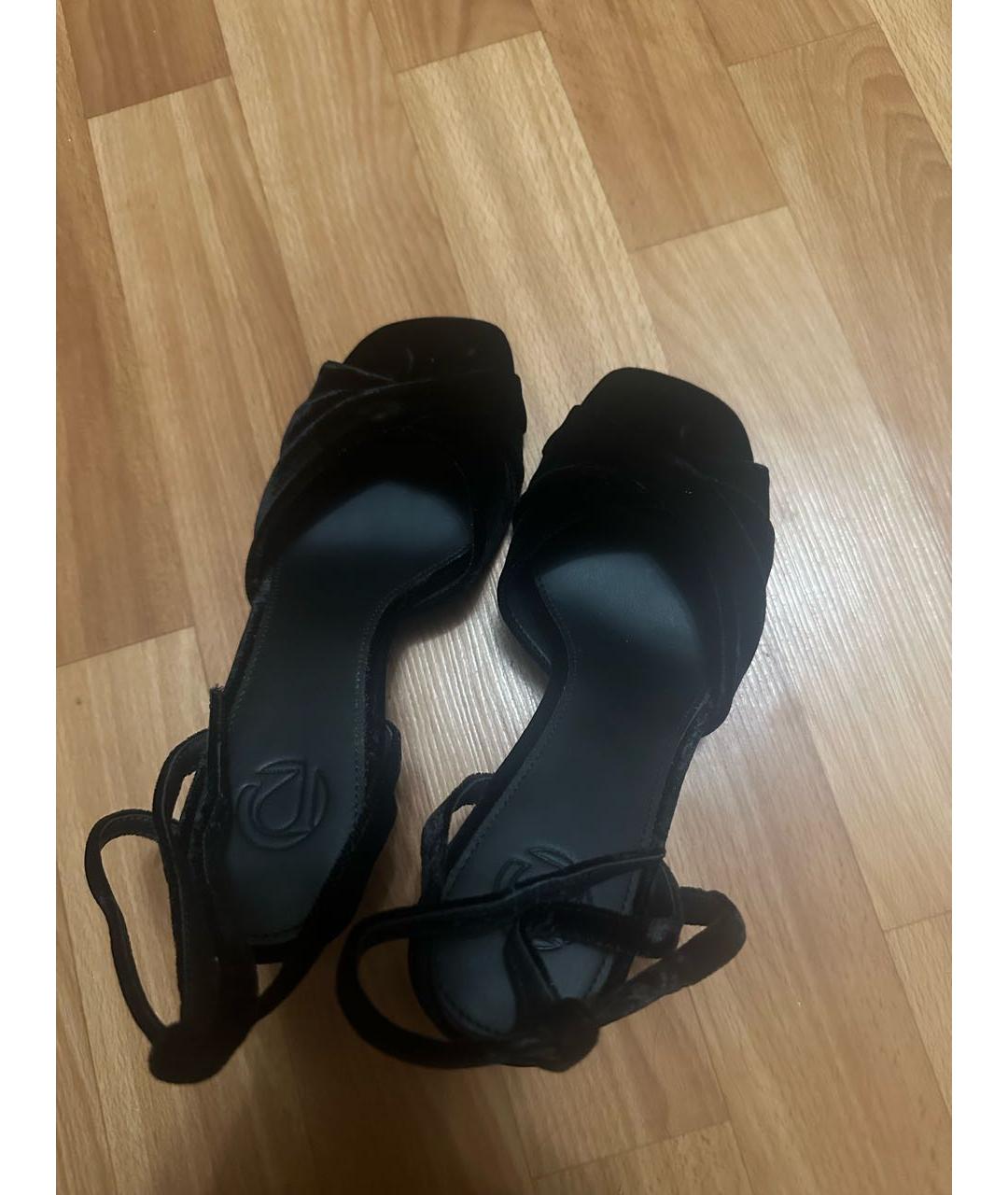12 STOREEZ Черные бархатные босоножки, фото 3