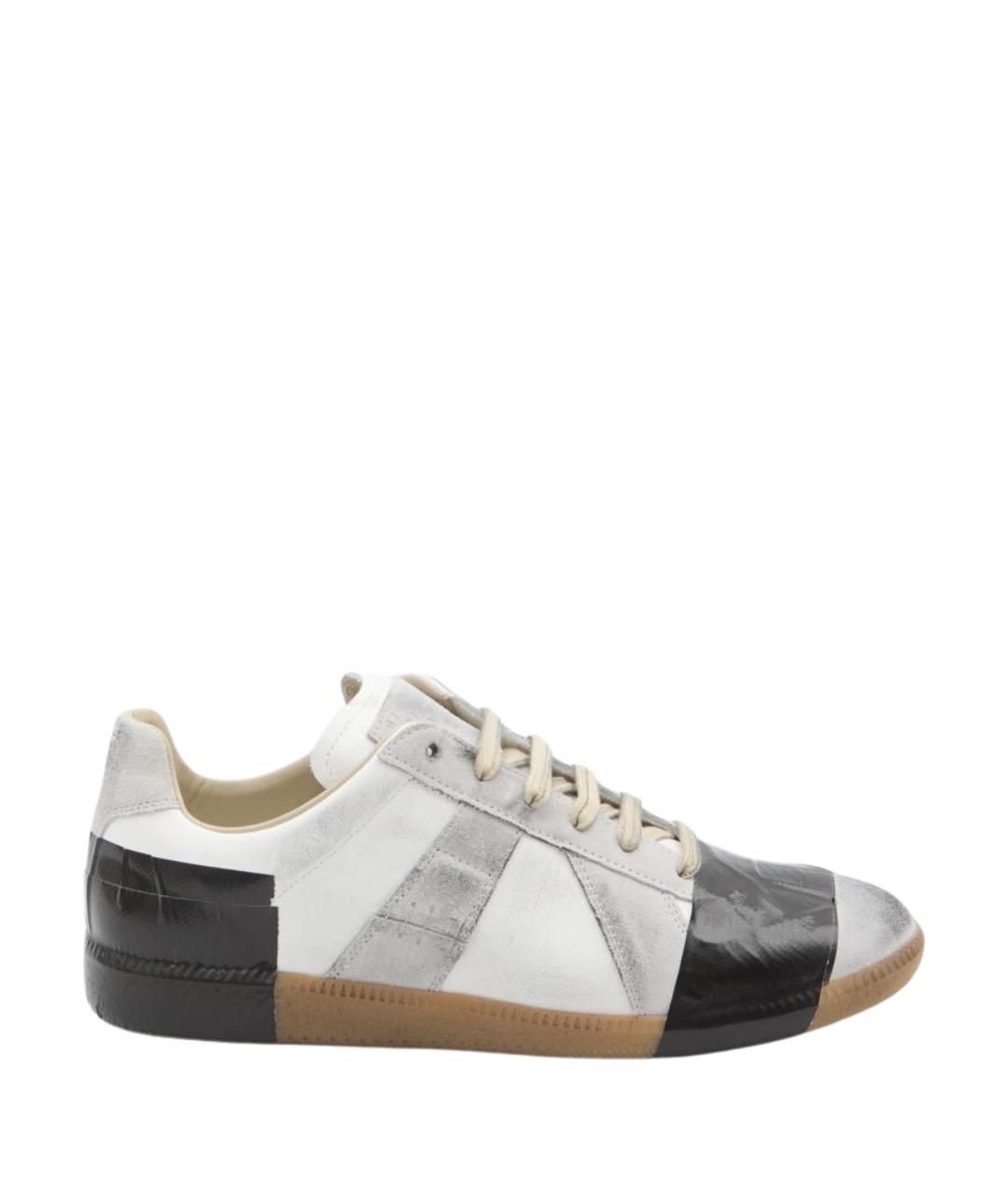 MAISON MARGIELA Серые кожаные низкие кроссовки / кеды, фото 1