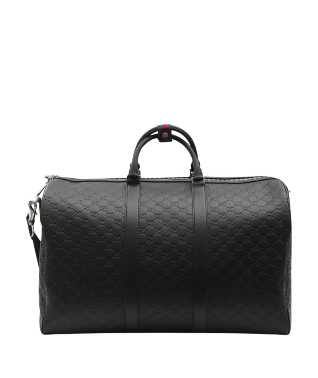 GUCCI Черная кожаная дорожная/спортивная сумка, фото 1