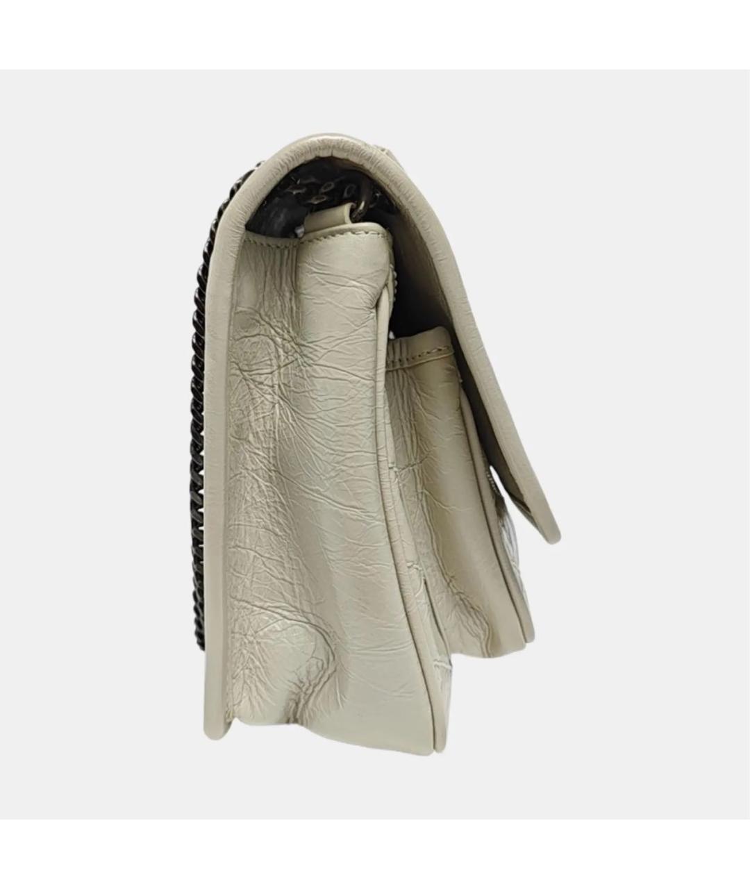 SAINT LAURENT Бежевая кожаная сумка через плечо, фото 3