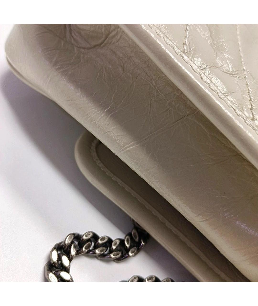 SAINT LAURENT Бежевая кожаная сумка через плечо, фото 8