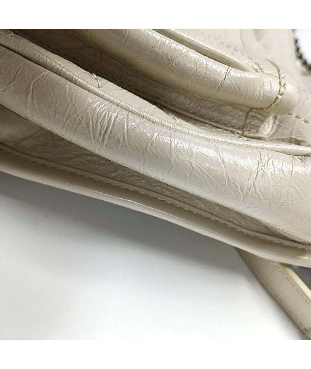 SAINT LAURENT Бежевая кожаная сумка через плечо, фото 7