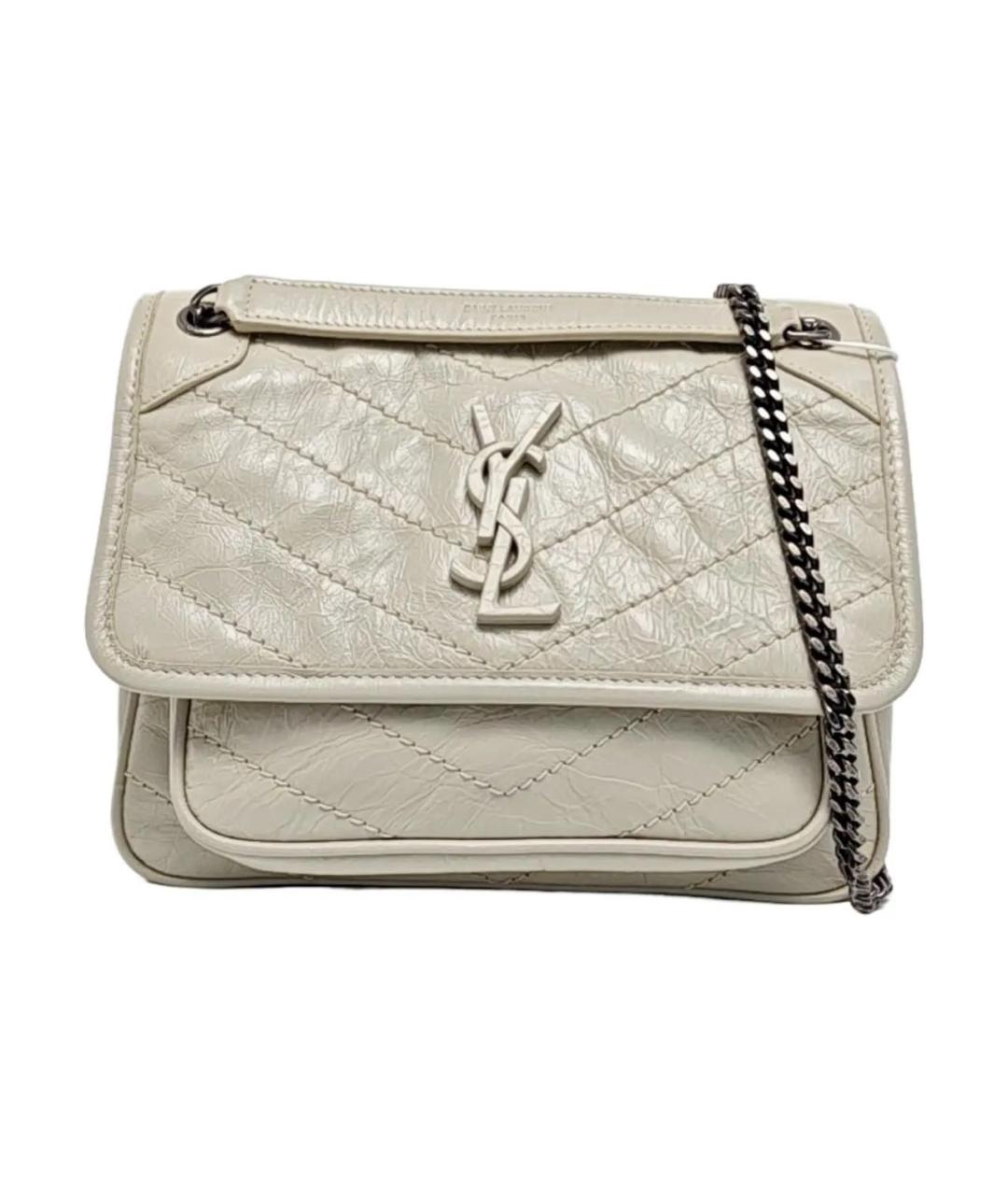 SAINT LAURENT Бежевая кожаная сумка через плечо, фото 1