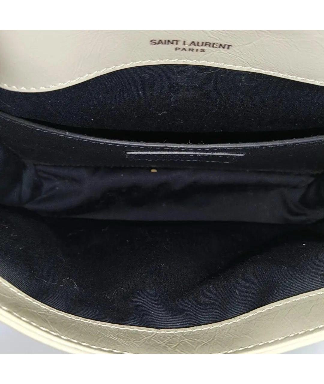 SAINT LAURENT Бежевая кожаная сумка через плечо, фото 5