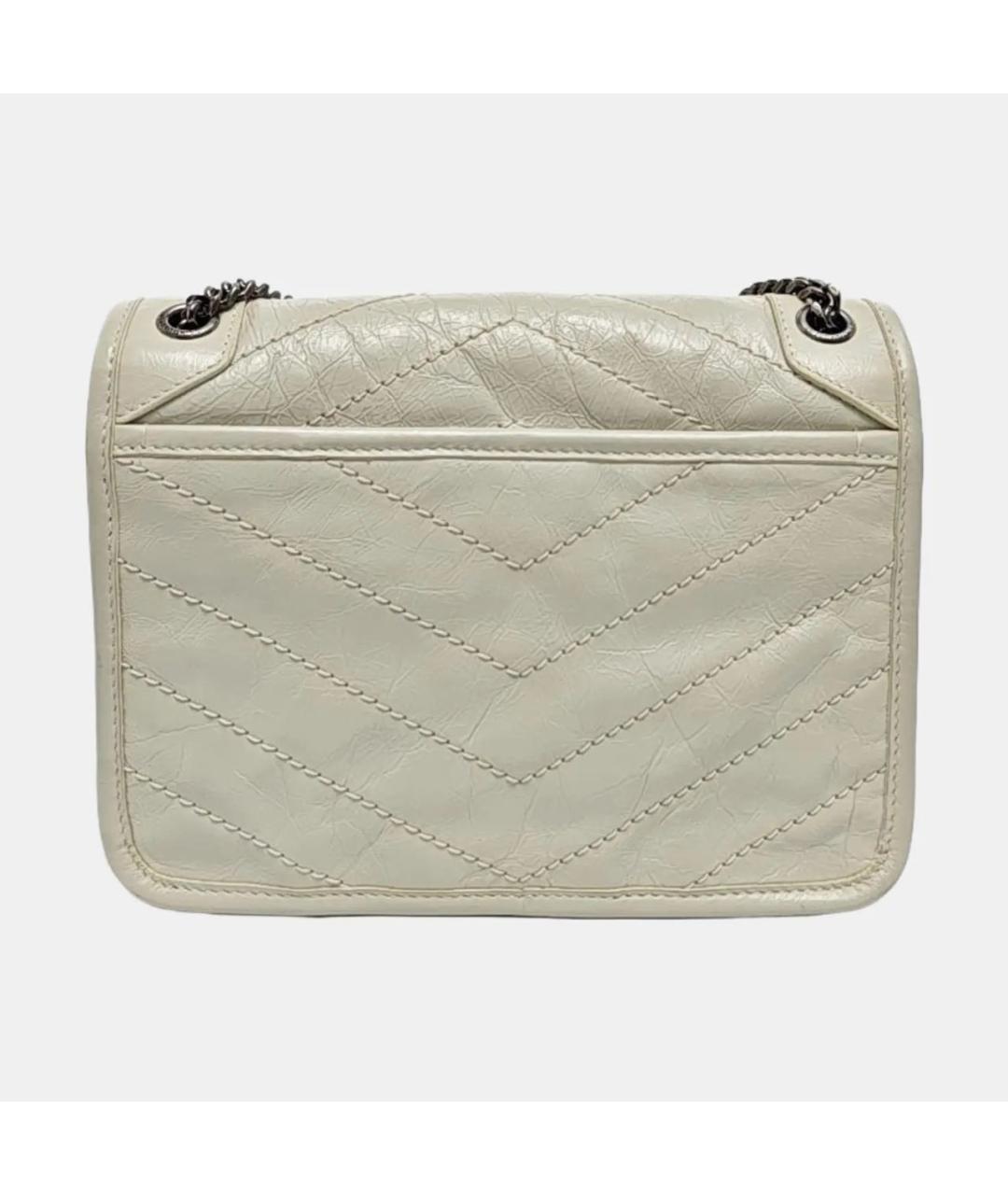 SAINT LAURENT Бежевая кожаная сумка через плечо, фото 4