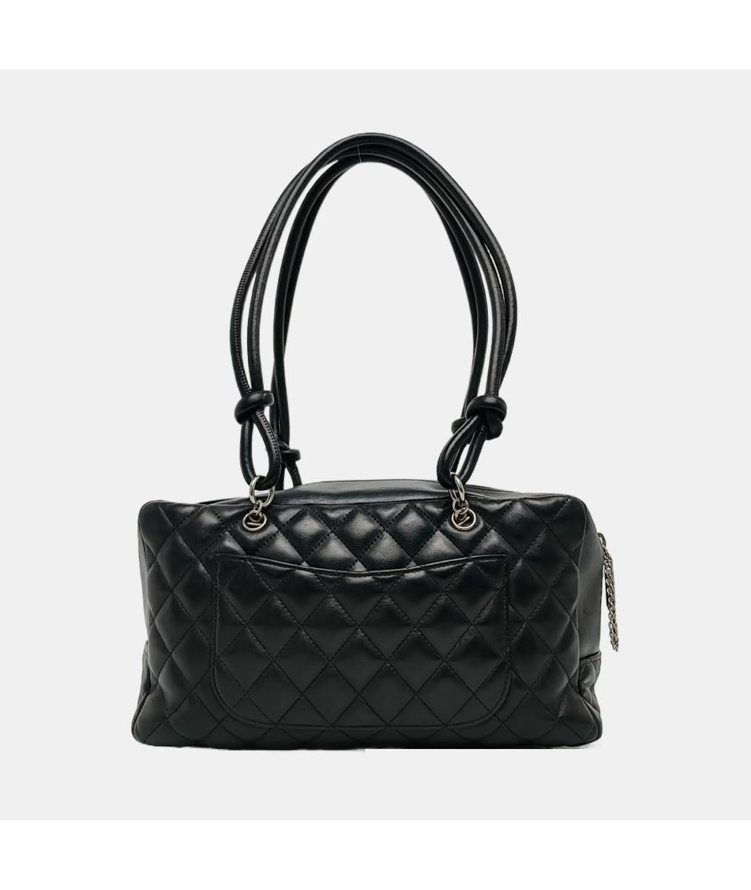 CHANEL Черная кожаная сумка с короткими ручками, фото 4