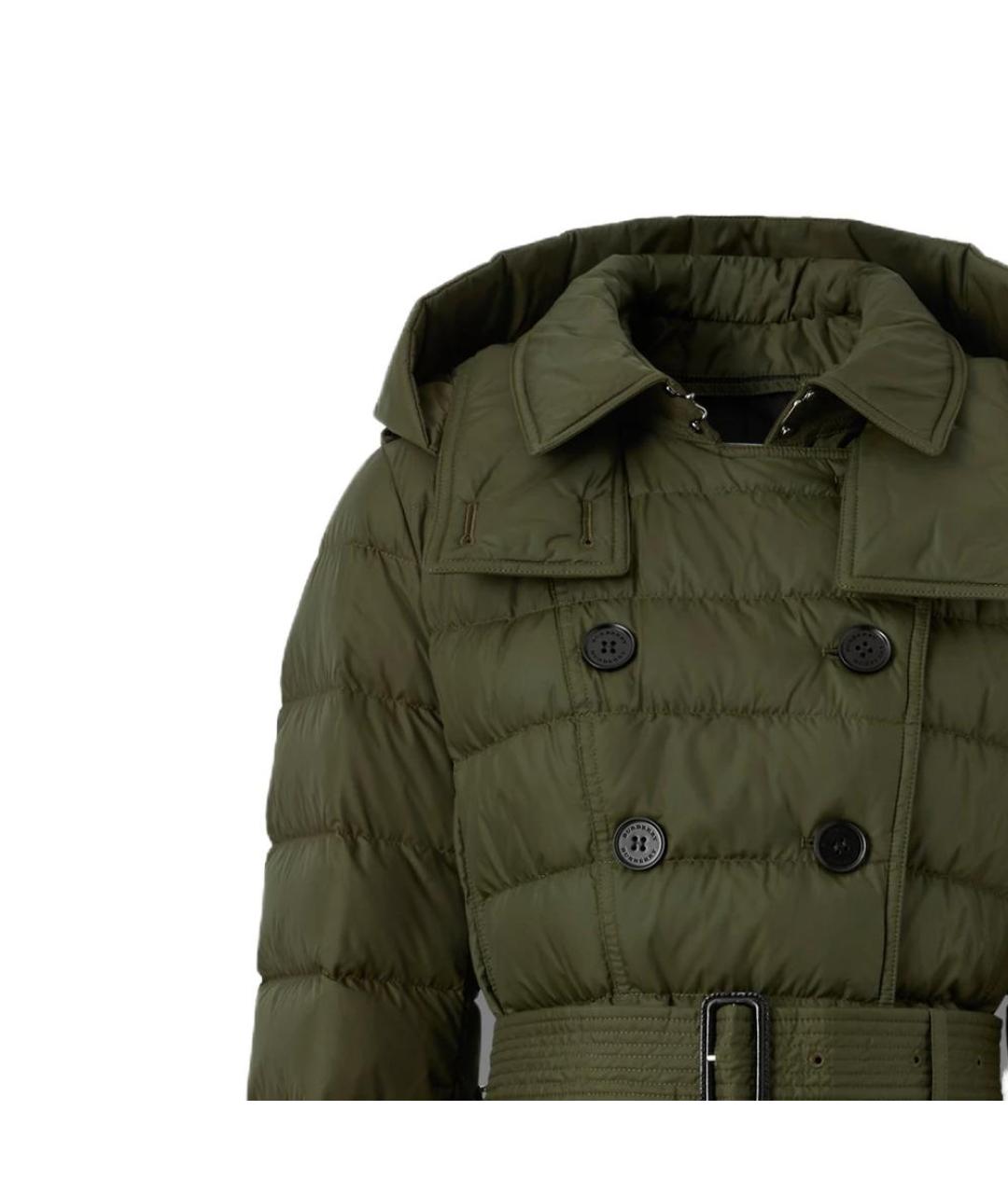 BURBERRY Зеленый полиамидовый пуховик, фото 2