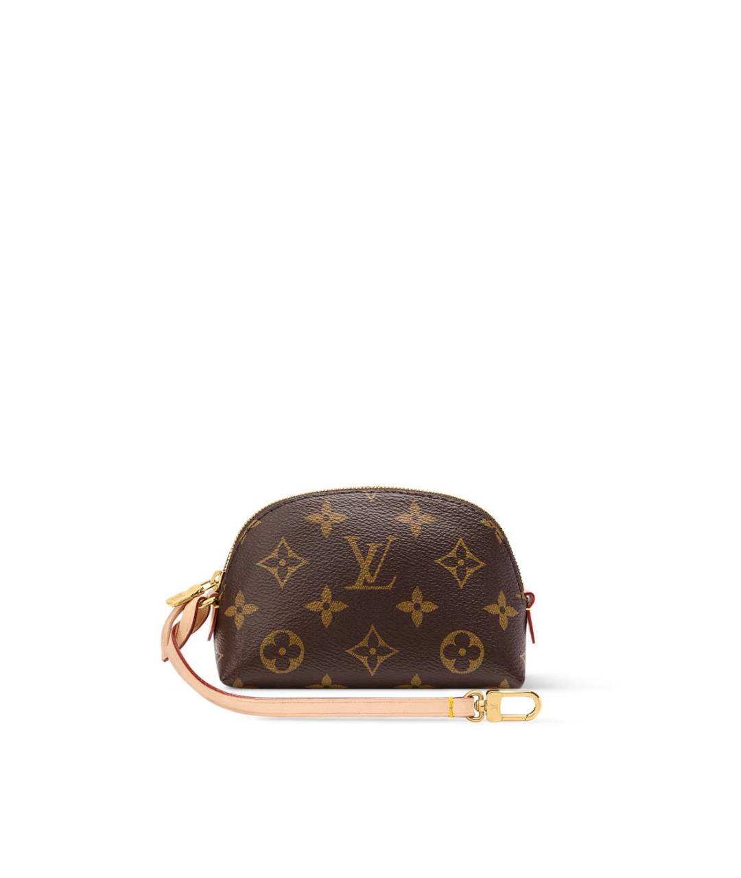 LOUIS VUITTON Коричневая кожаная косметичка, фото 5