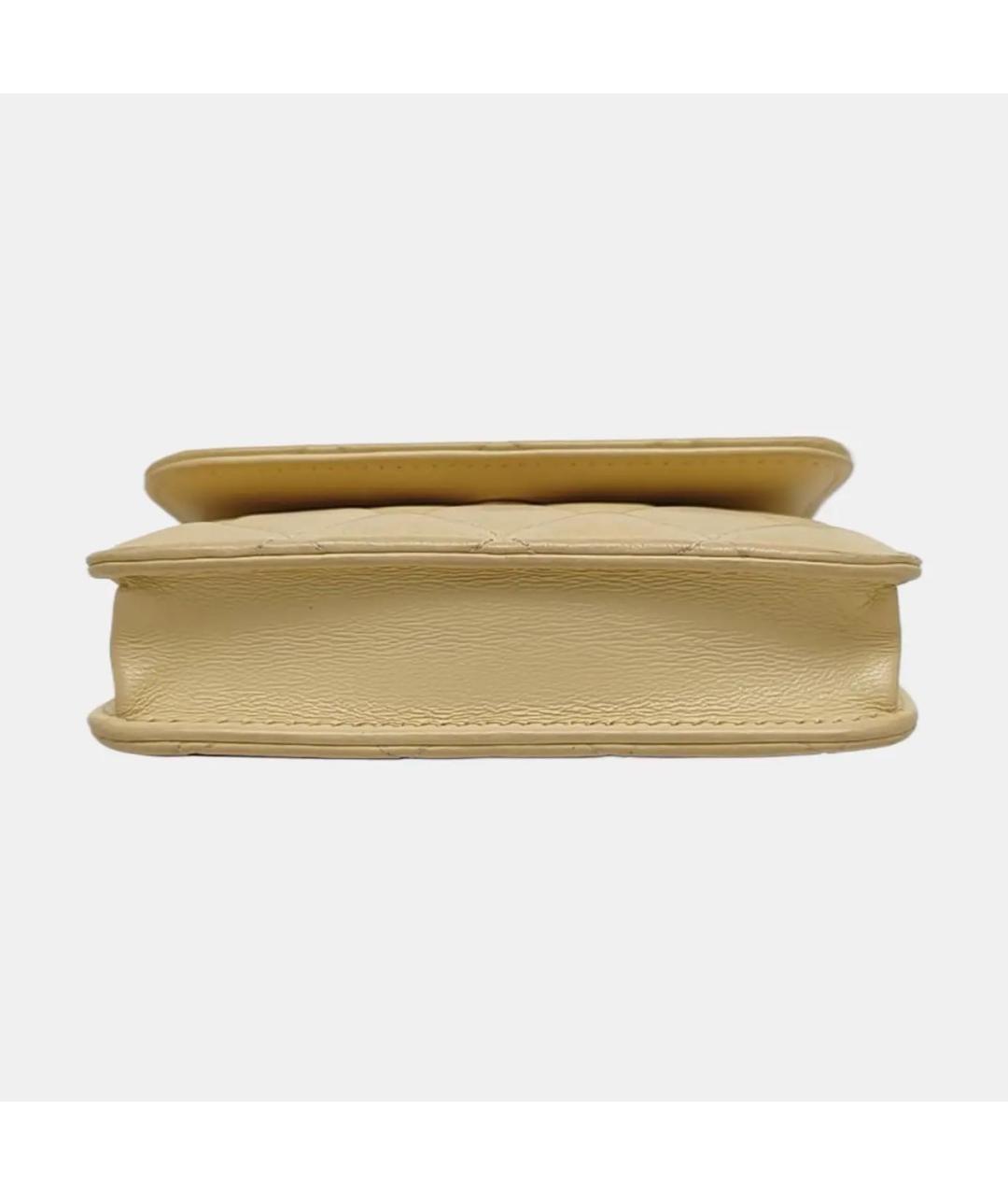 CHANEL Бежевая кожаная сумка через плечо, фото 5