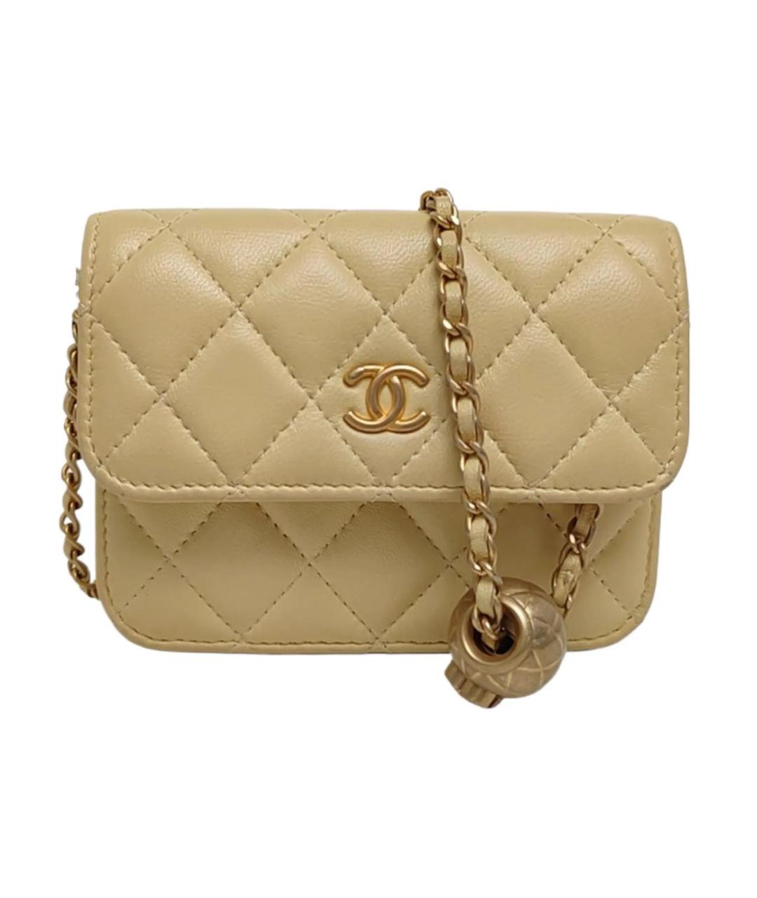 CHANEL Бежевая кожаная сумка через плечо, фото 1