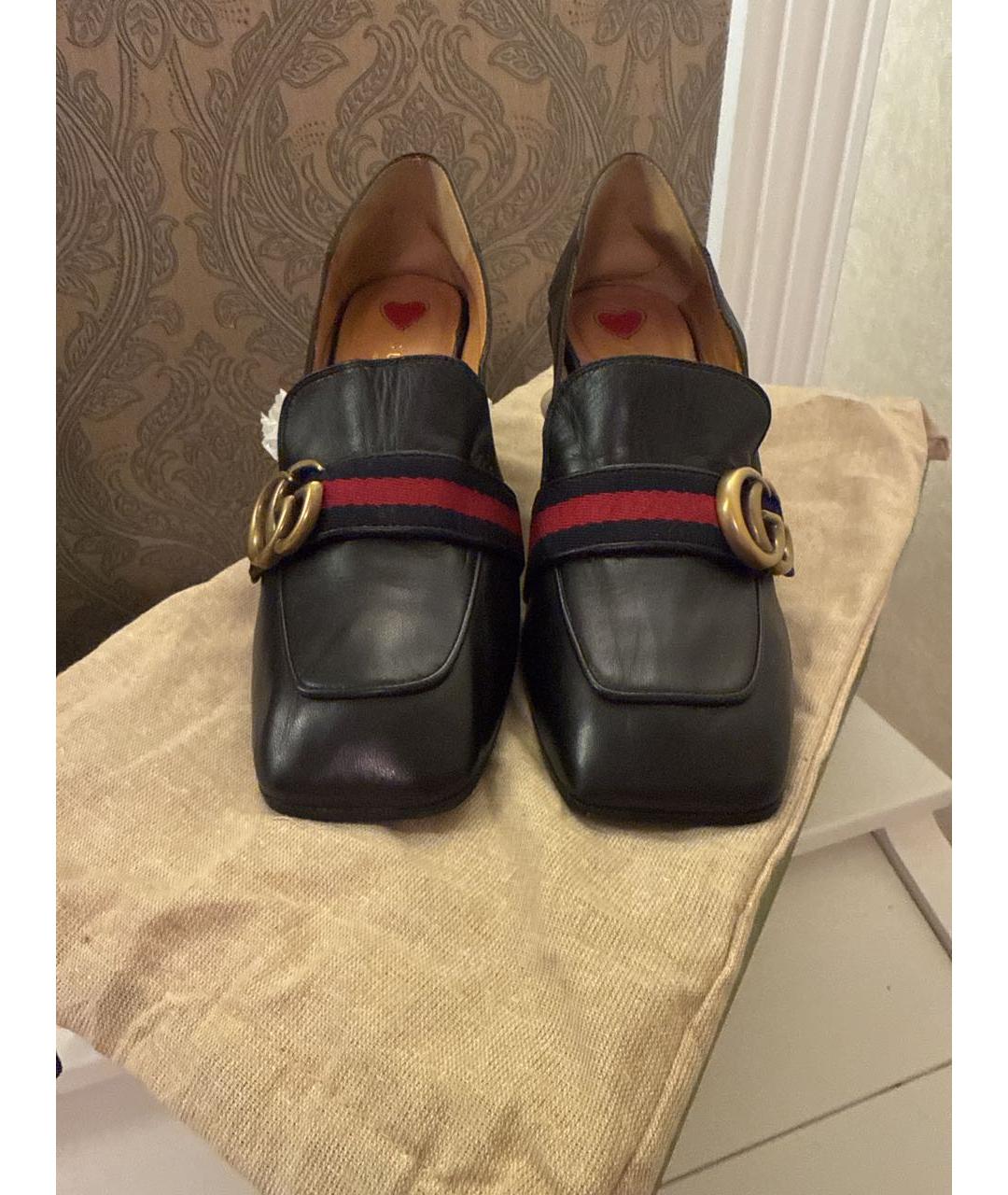 GUCCI Черные кожаные туфли, фото 2