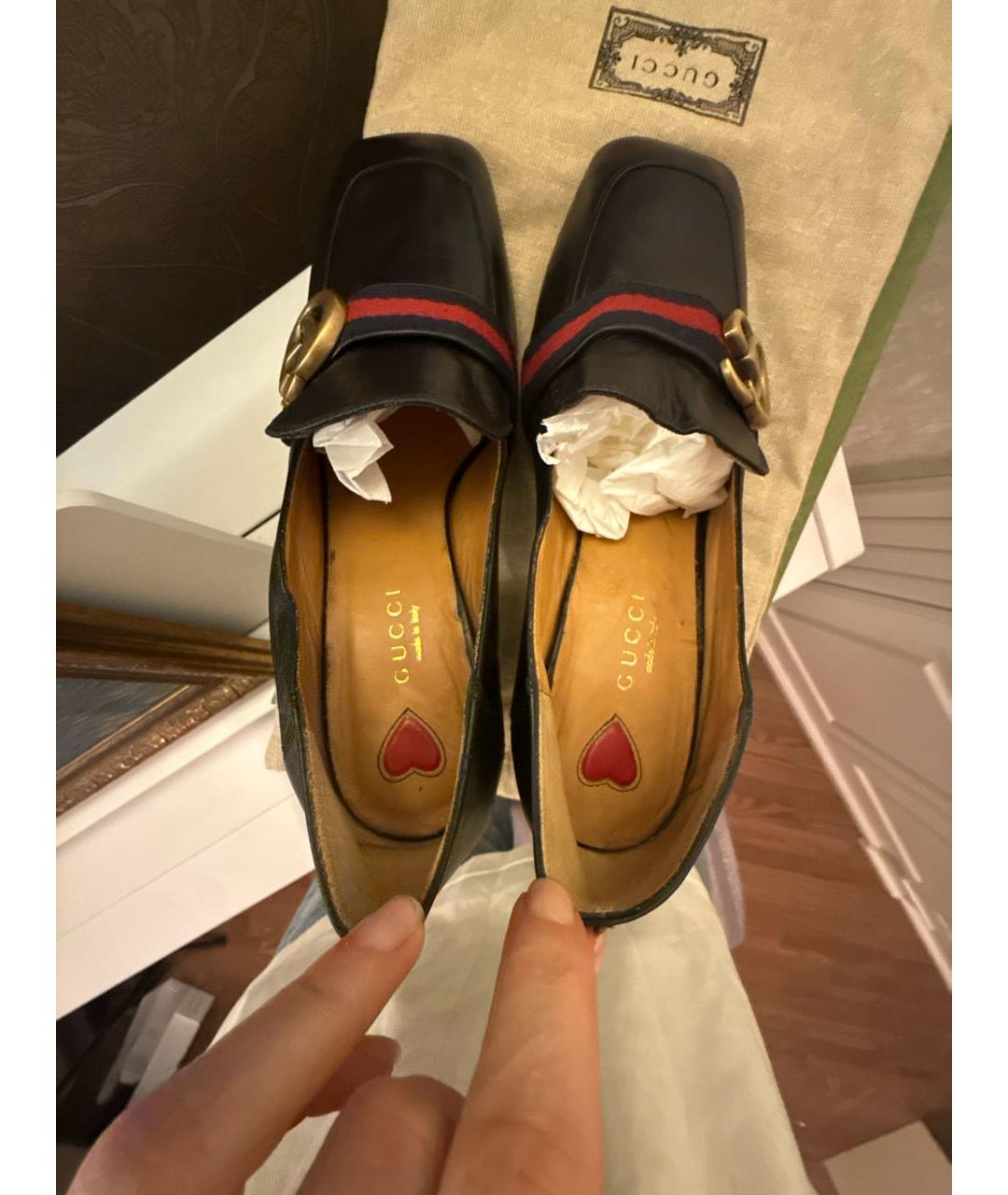 GUCCI Черные кожаные туфли, фото 4