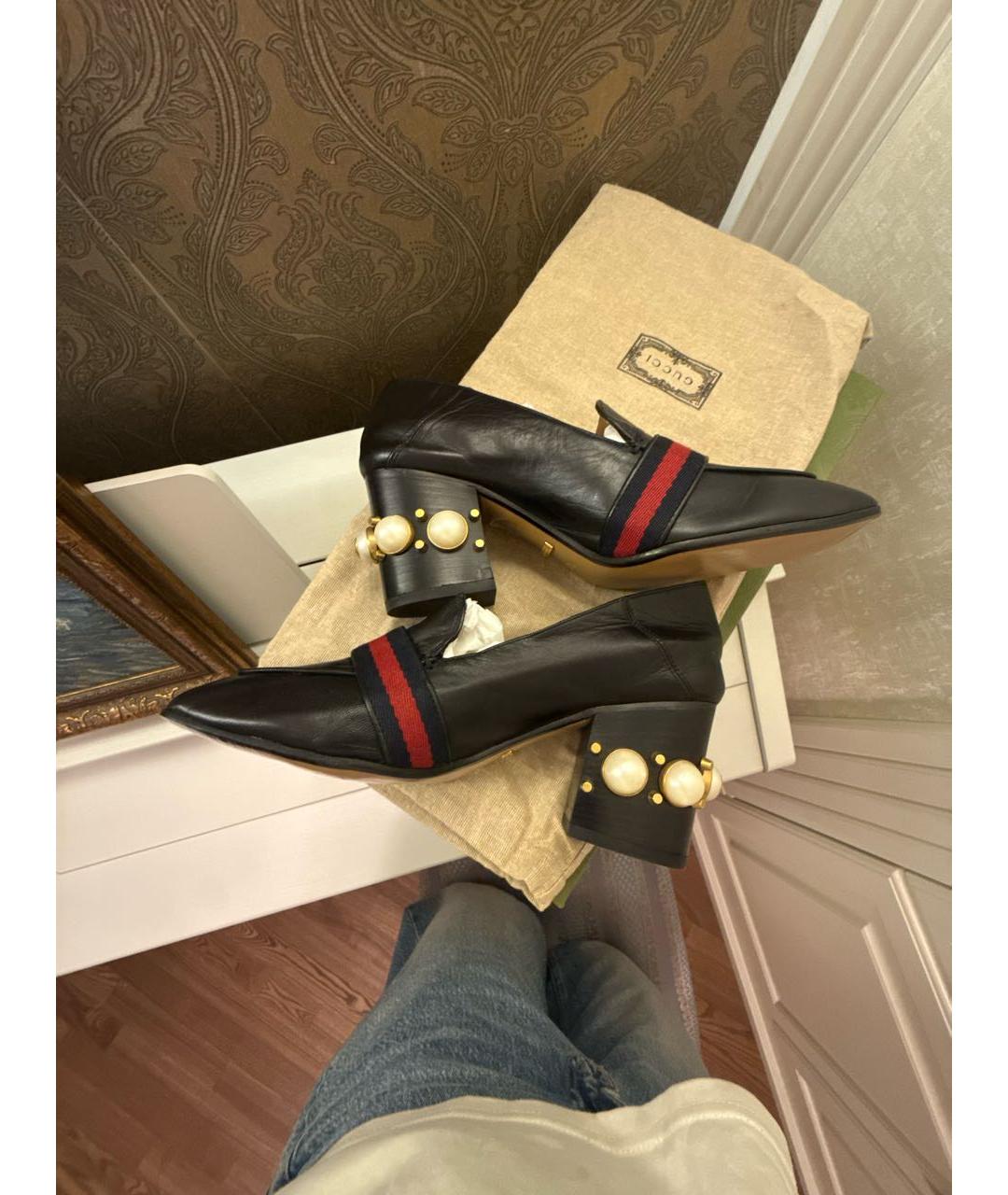GUCCI Черные кожаные туфли, фото 3