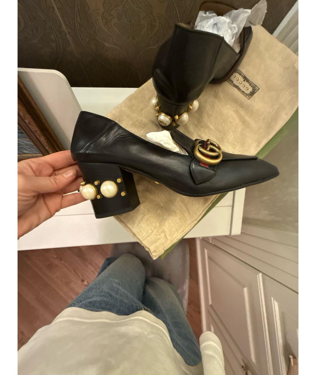 GUCCI Черные кожаные туфли, фото 8