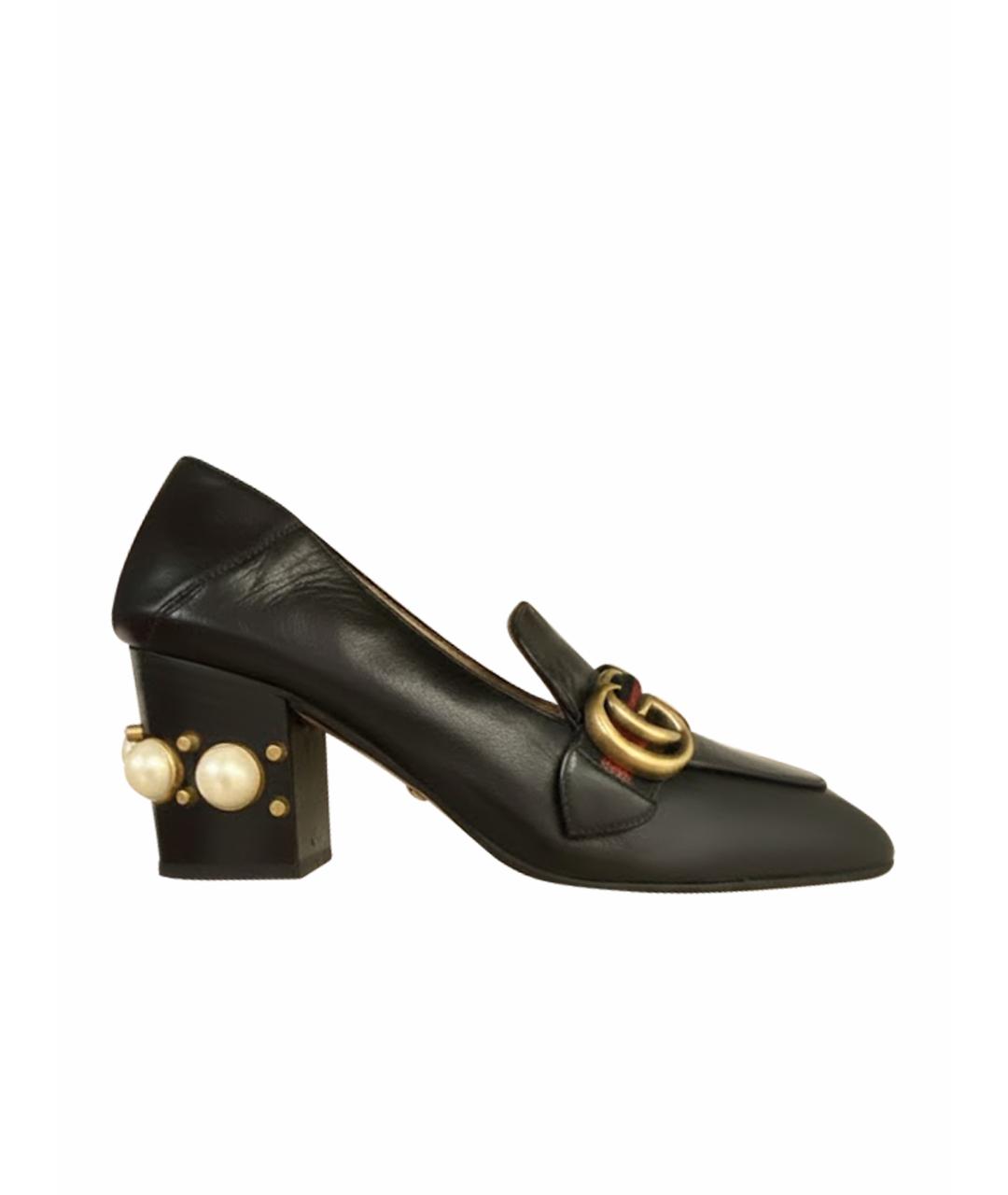 GUCCI Черные кожаные туфли, фото 1