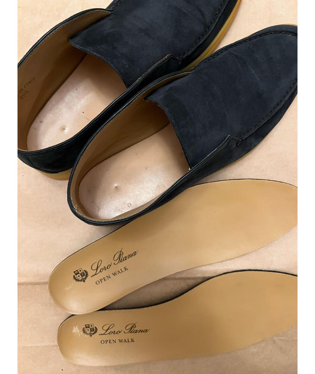 LORO PIANA Черные замшевые лоферы, фото 4