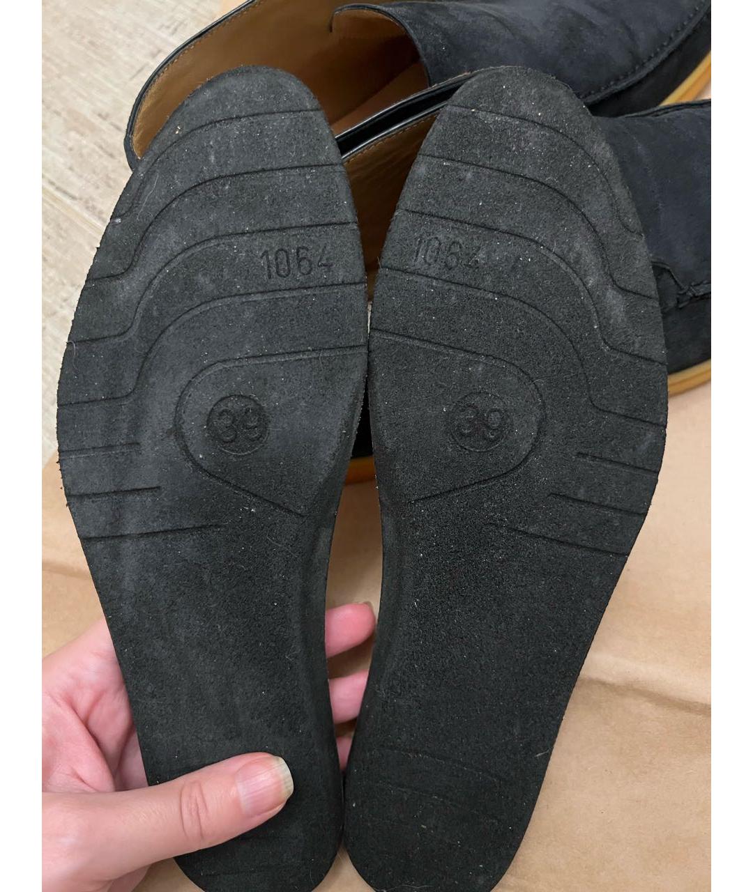 LORO PIANA Черные замшевые лоферы, фото 7