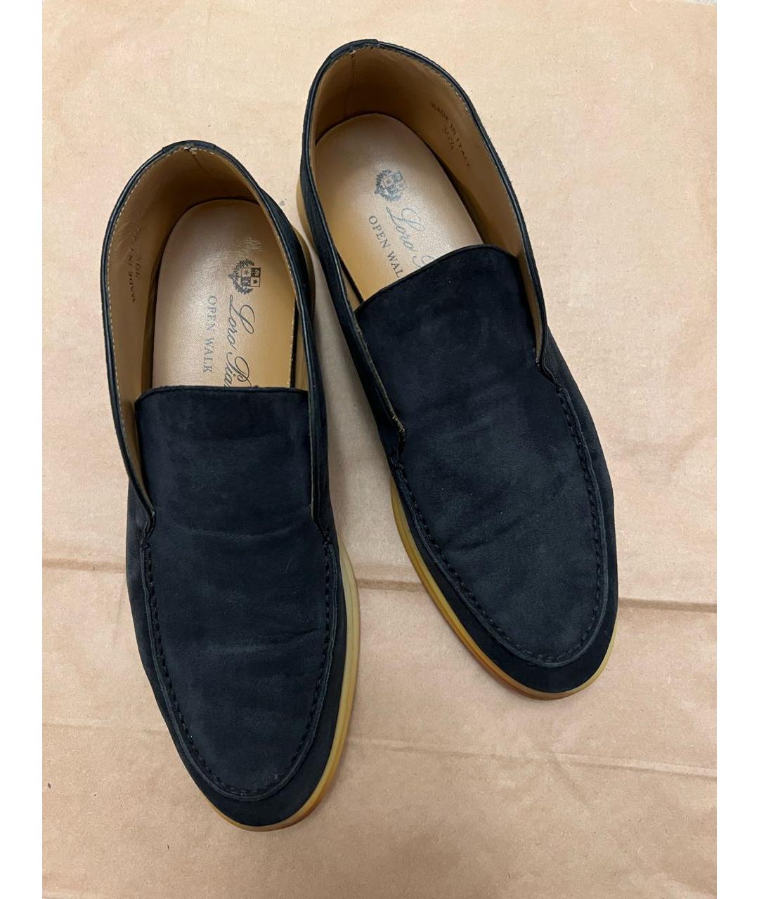 LORO PIANA Черные замшевые лоферы, фото 3