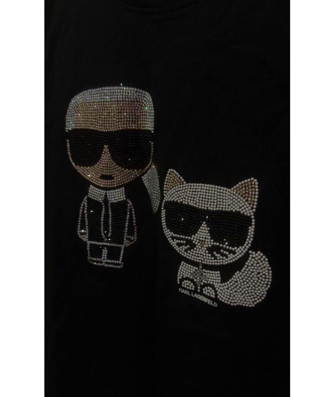 KARL LAGERFELD Черная хлопковая футболка, фото 2