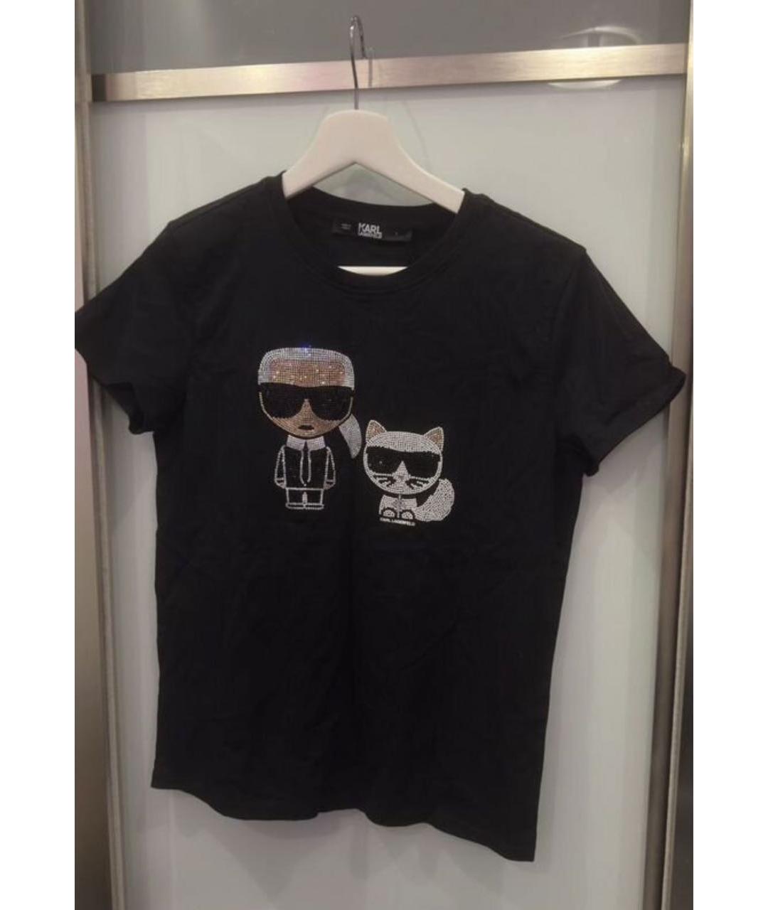 KARL LAGERFELD Черная хлопковая футболка, фото 4