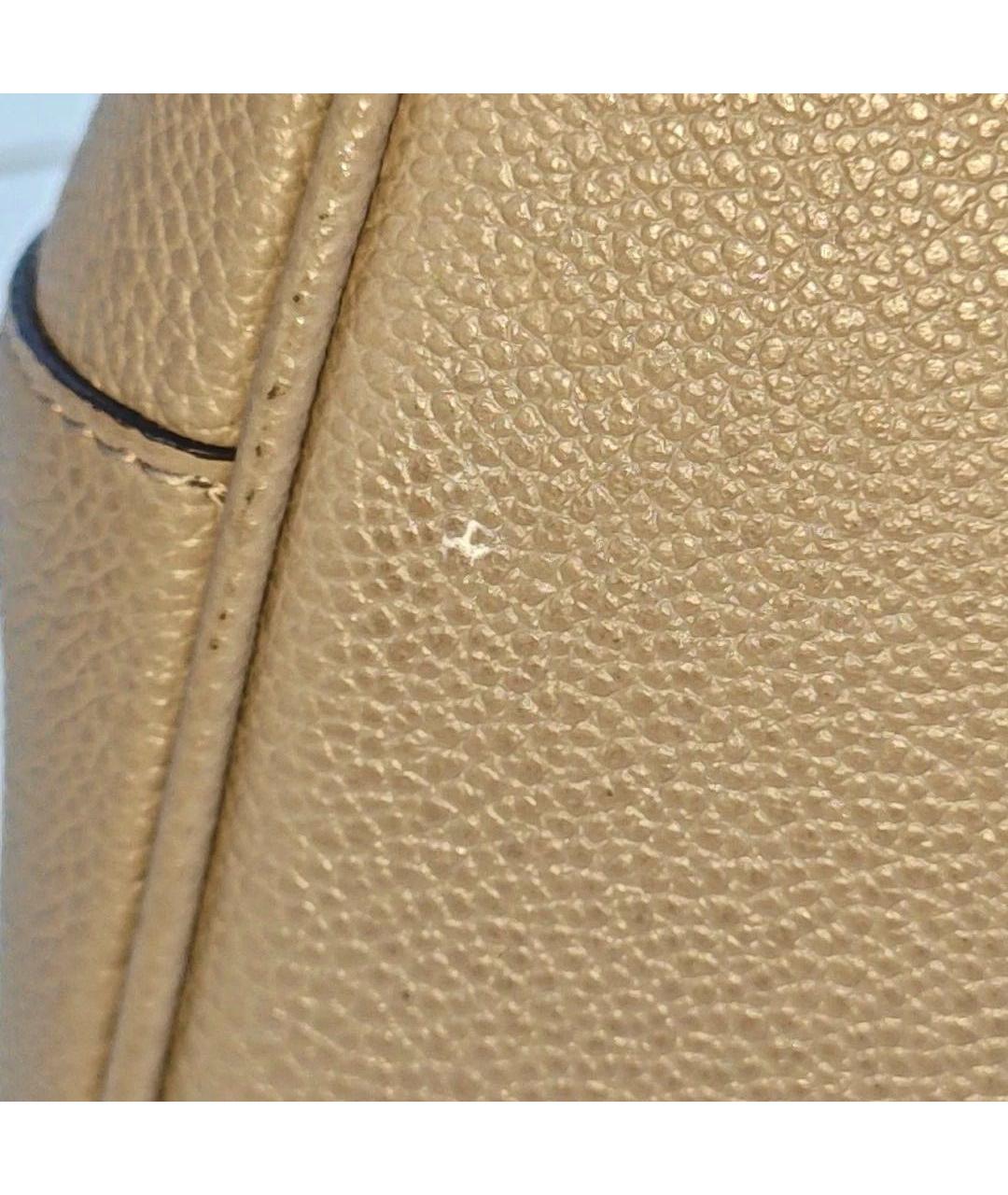 LOUIS VUITTON Бежевая кожаная сумка с короткими ручками, фото 7