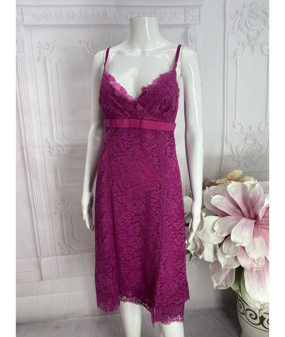 DOLCE&GABBANA Розовое хлопковое коктейльное платье, фото 5