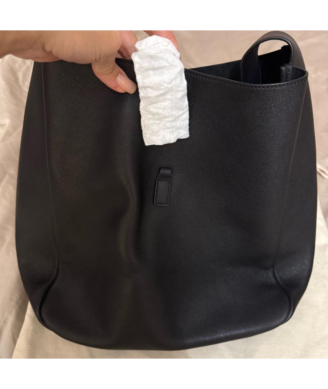 SAINT LAURENT Черная кожаная сумка тоут, фото 2