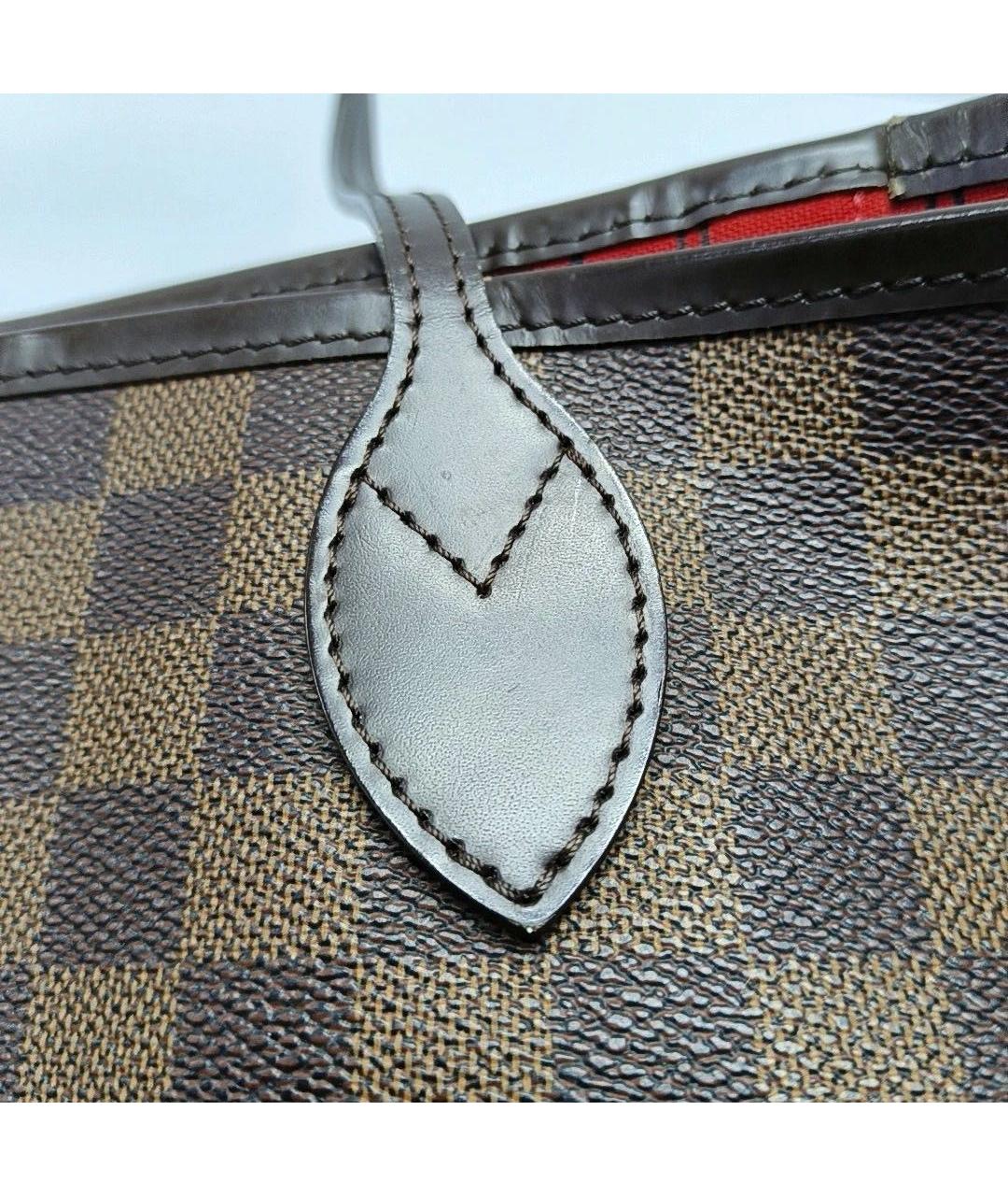 LOUIS VUITTON Коричневая кожаная сумка тоут, фото 7