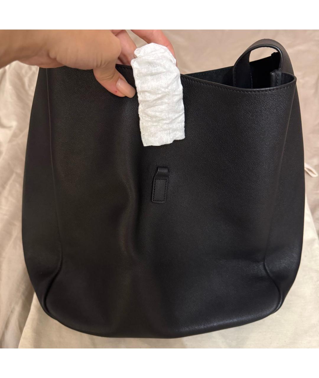 SAINT LAURENT Черная кожаная сумка тоут, фото 2