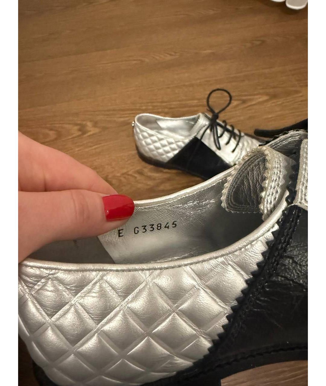 CHANEL Серебряные кожаные брогги и оксфорды, фото 3
