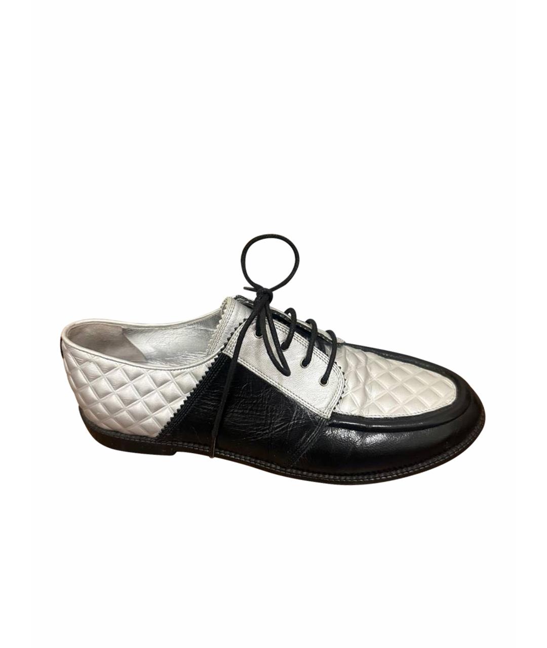 CHANEL Серебряные кожаные брогги и оксфорды, фото 1