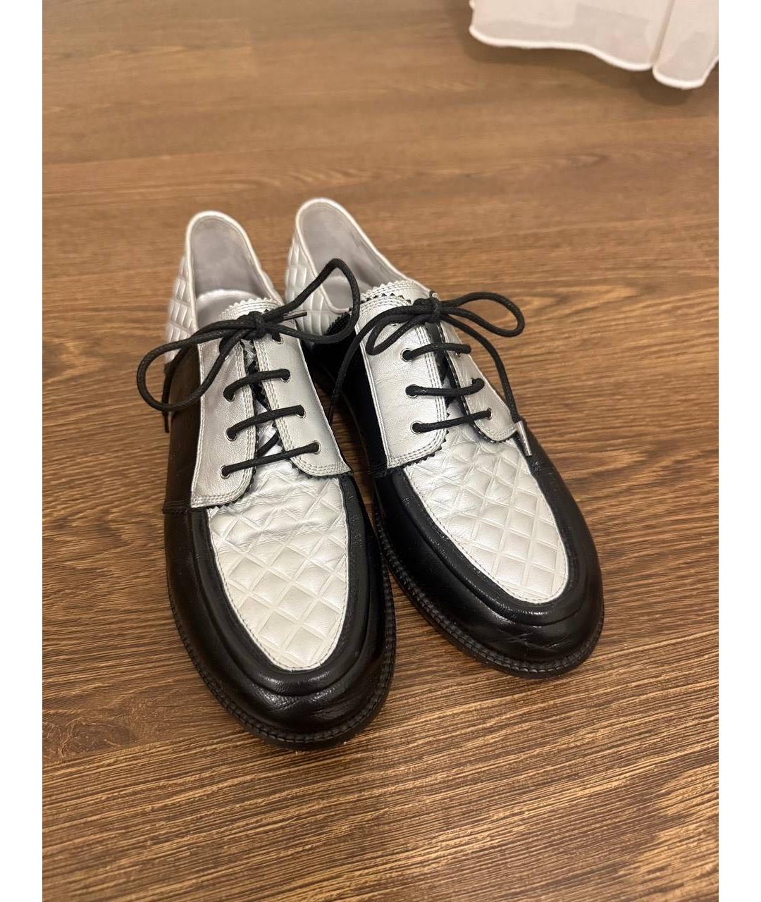 CHANEL Серебряные кожаные брогги и оксфорды, фото 2