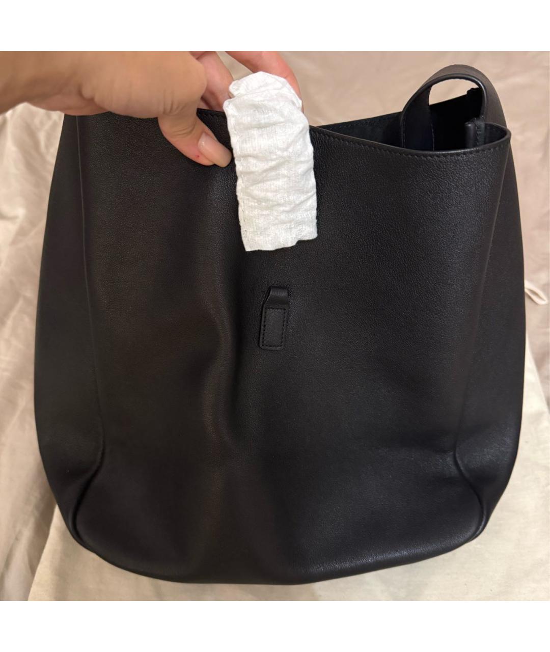 SAINT LAURENT Черная кожаная сумка тоут, фото 2