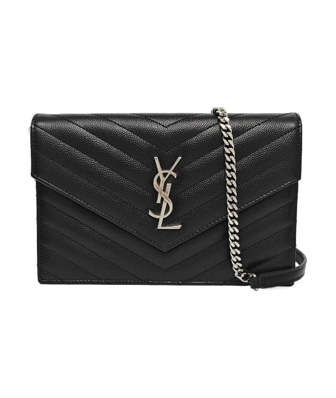 SAINT LAURENT Черная кожаная сумка через плечо, фото 1