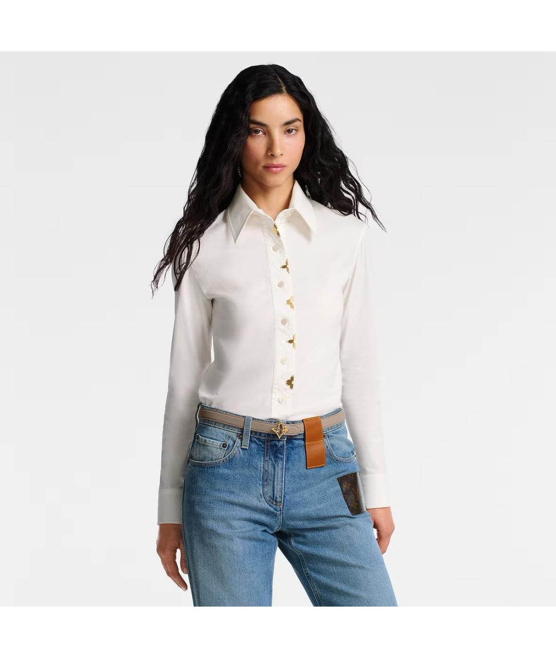 LOUIS VUITTON Бежевый кожаный ремень, фото 2