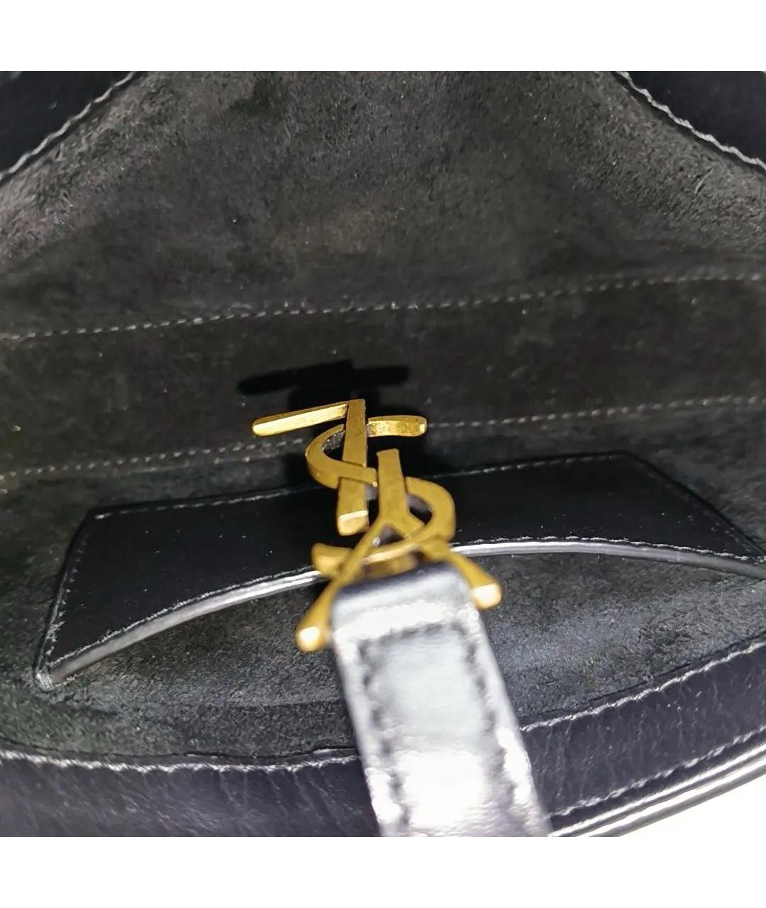 SAINT LAURENT Черная кожаная сумка с короткими ручками, фото 6