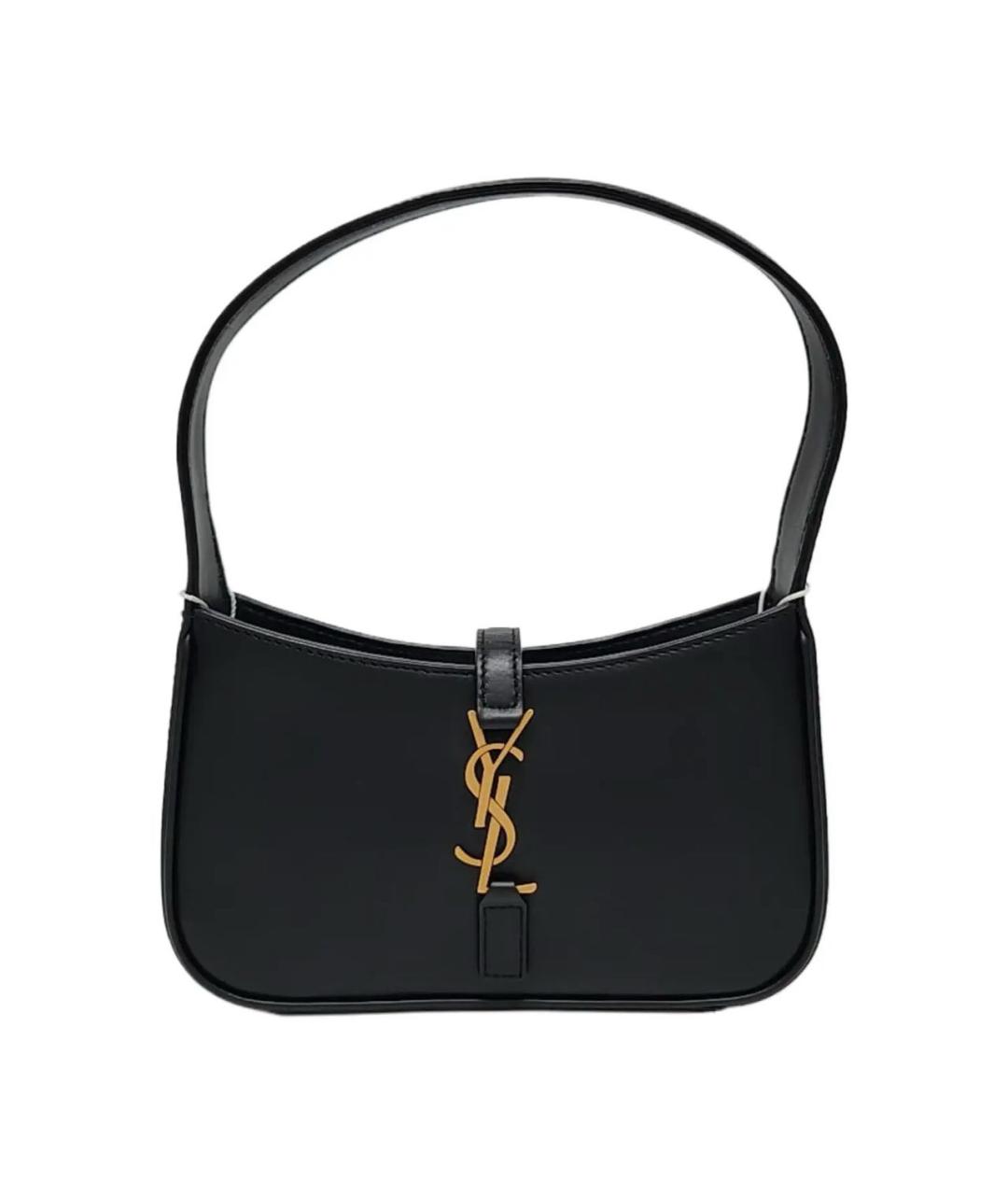 SAINT LAURENT Черная кожаная сумка с короткими ручками, фото 1