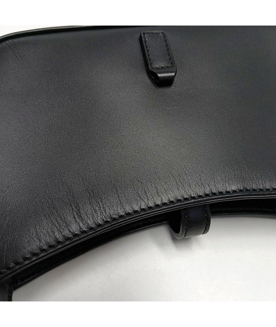 SAINT LAURENT Черная кожаная сумка с короткими ручками, фото 7