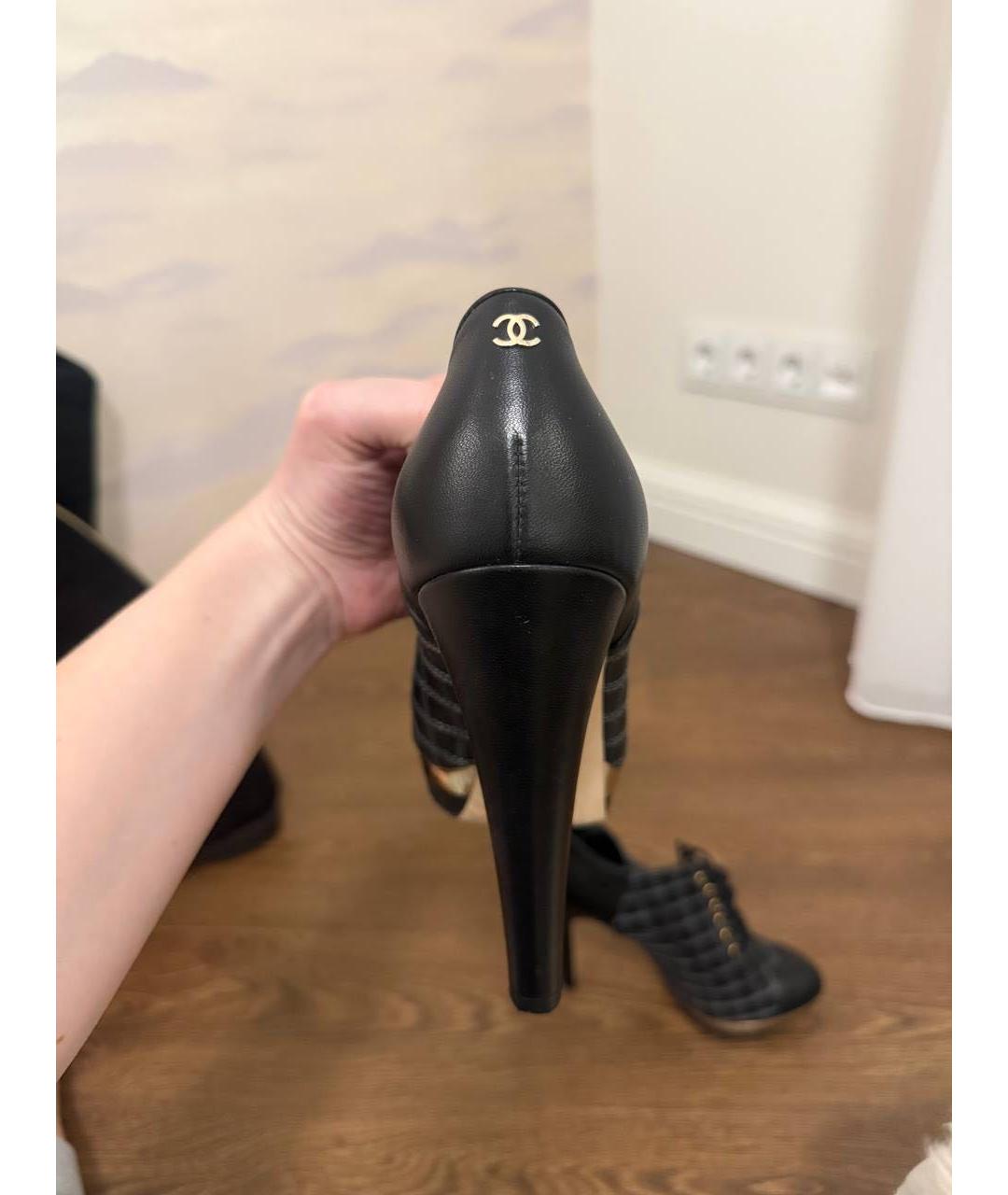 CHANEL Черные кожаные ботильоны, фото 4