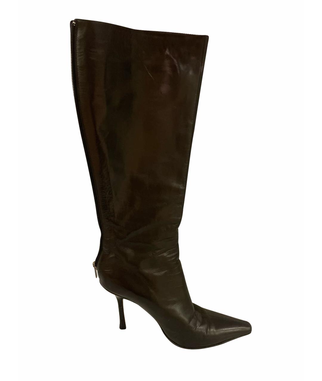 JIMMY CHOO Черные кожаные сапоги, фото 1