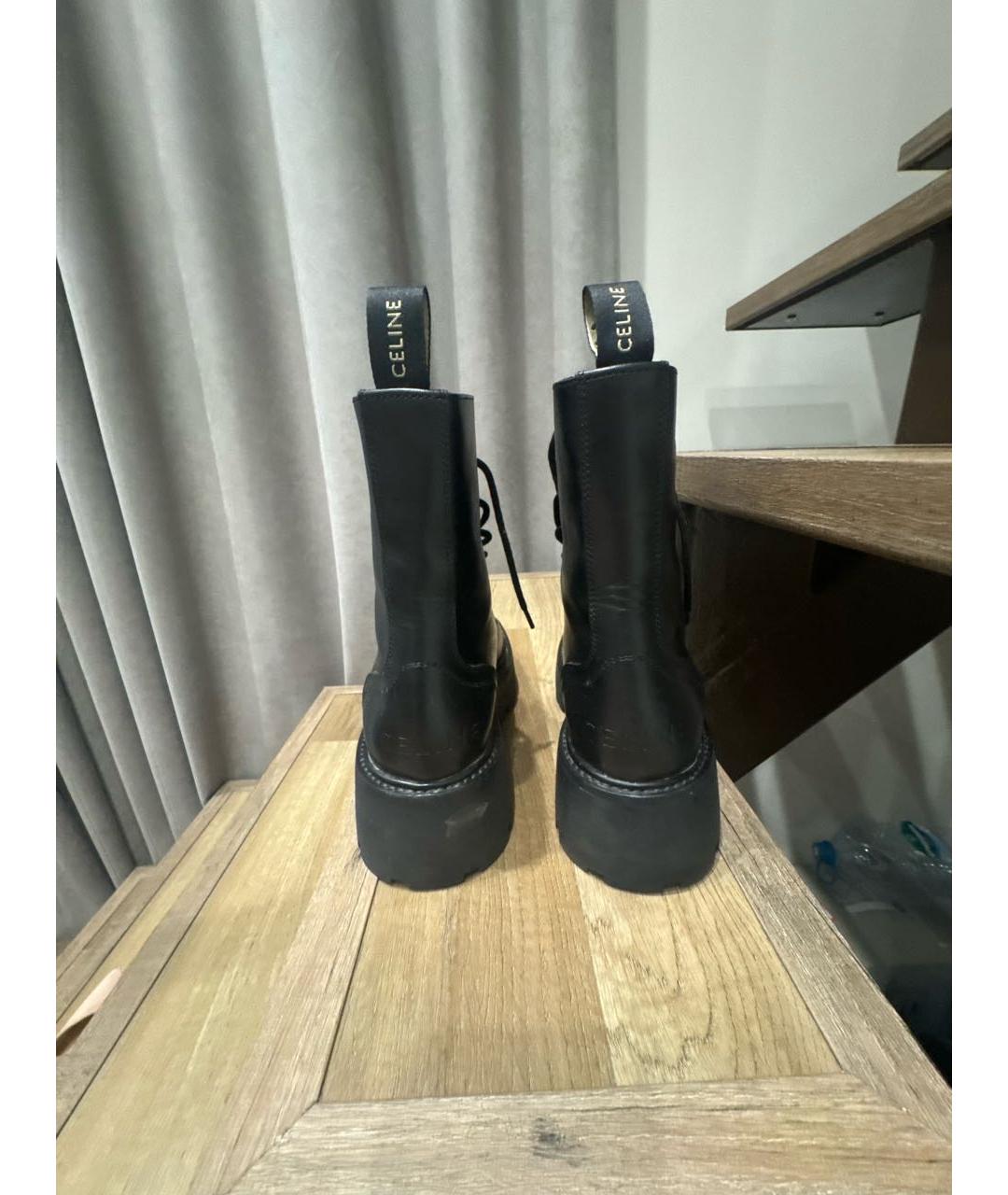 CELINE Черные кожаные ботинки, фото 4