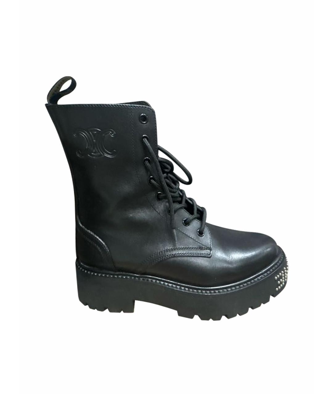 CELINE Черные кожаные ботинки, фото 1